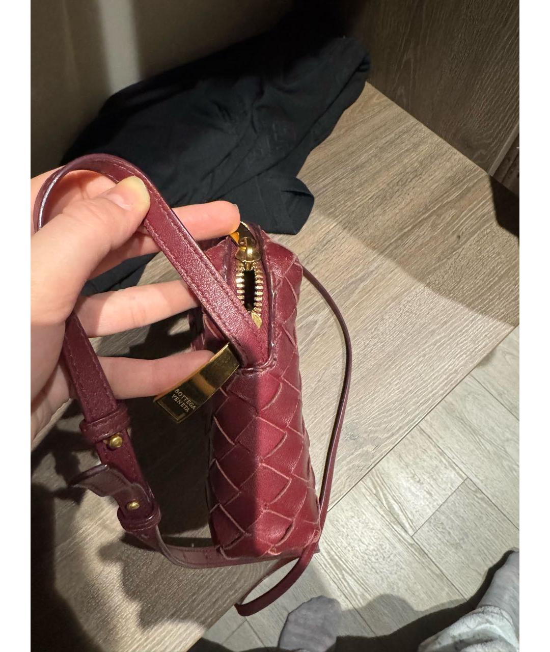 BOTTEGA VENETA Бордовая кожаная сумка через плечо, фото 2