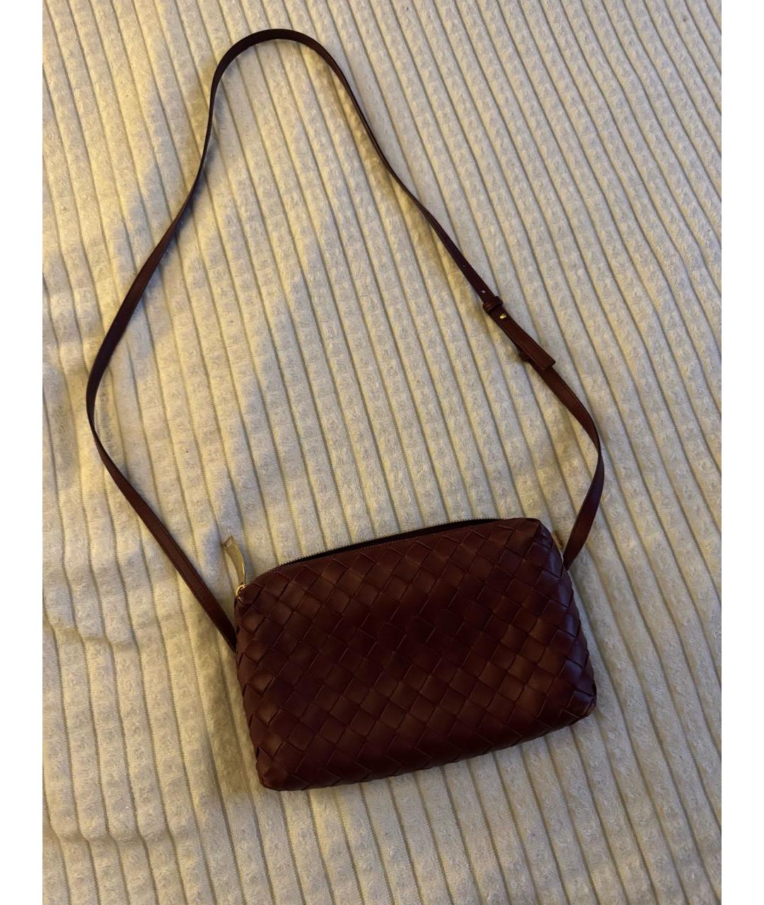 BOTTEGA VENETA Бордовая кожаная сумка через плечо, фото 7