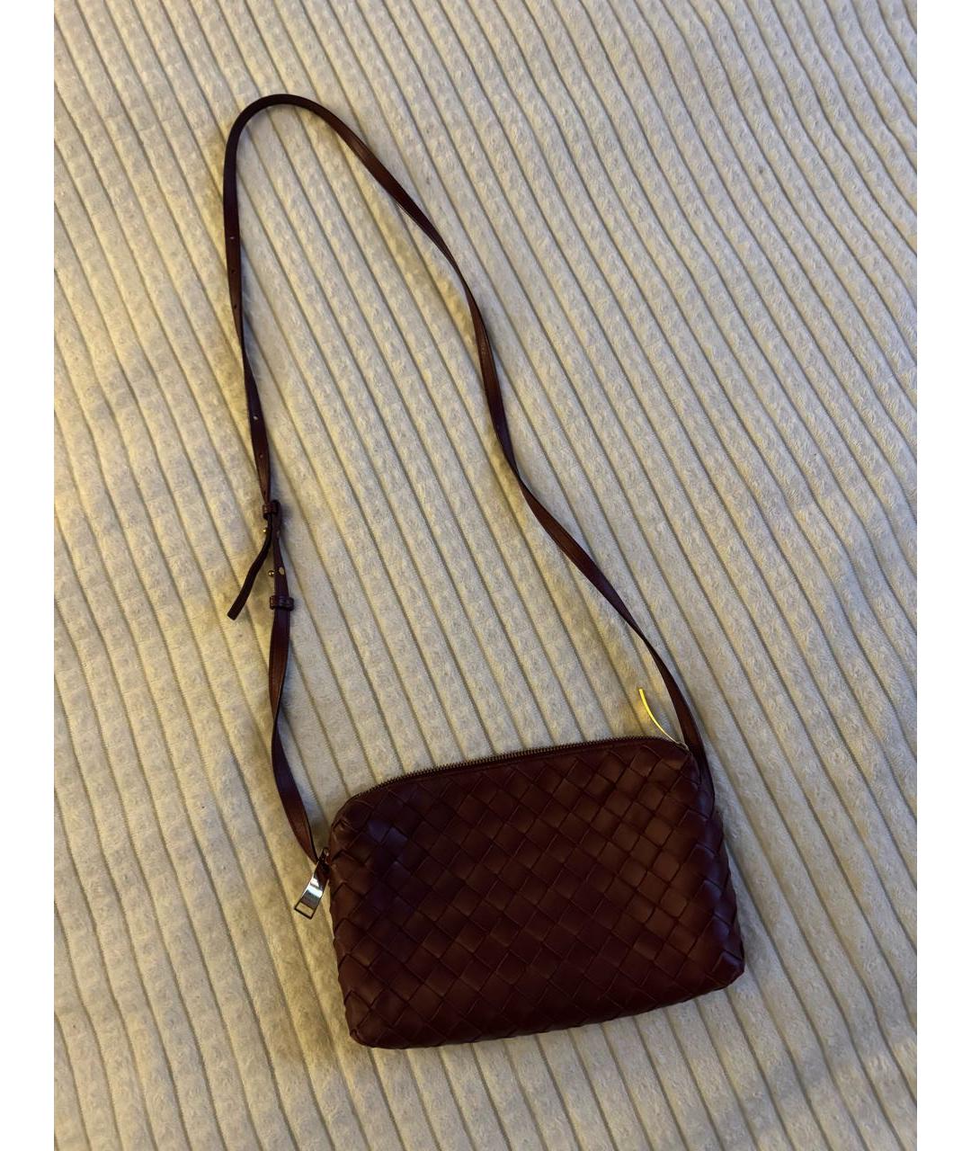 BOTTEGA VENETA Бордовая кожаная сумка через плечо, фото 3