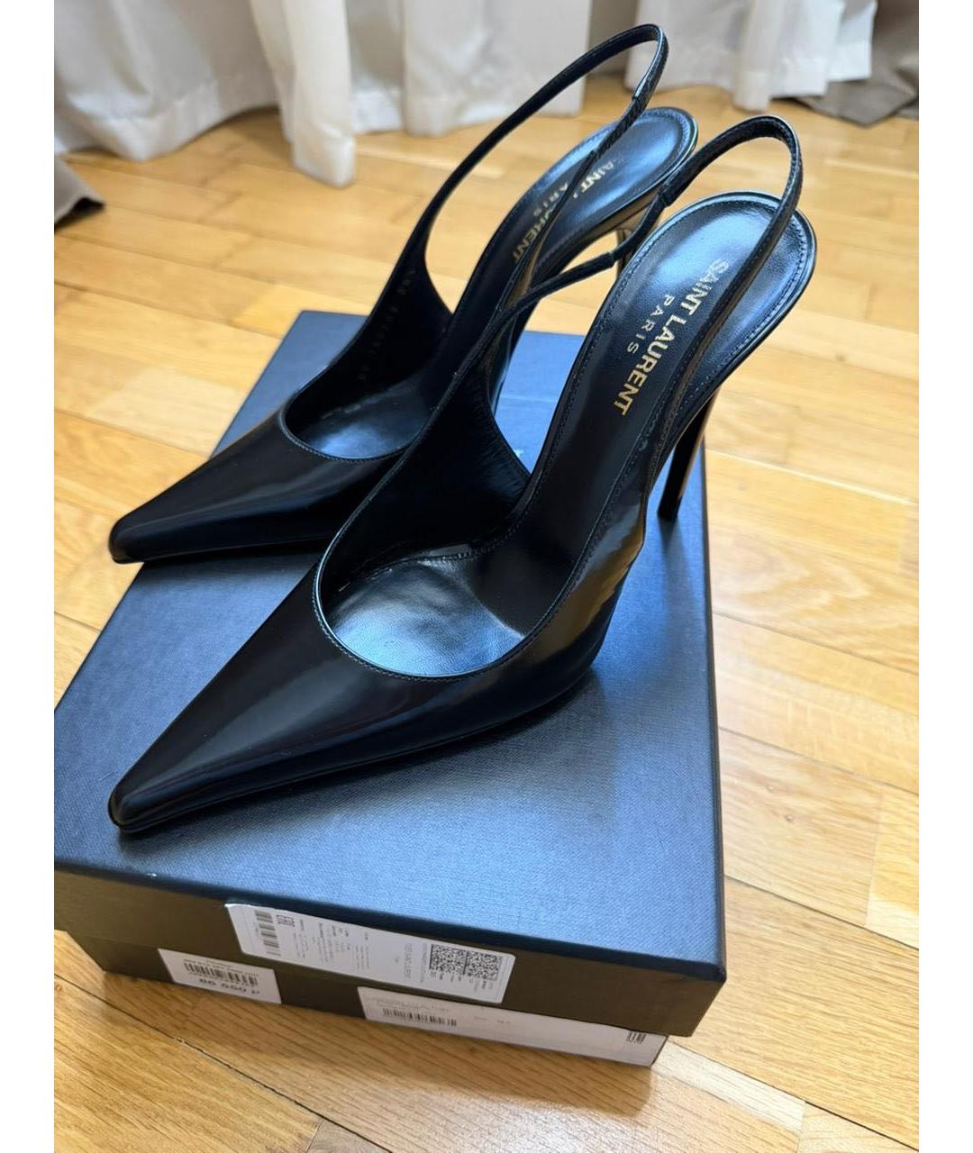 SAINT LAURENT Черные кожаные туфли, фото 6