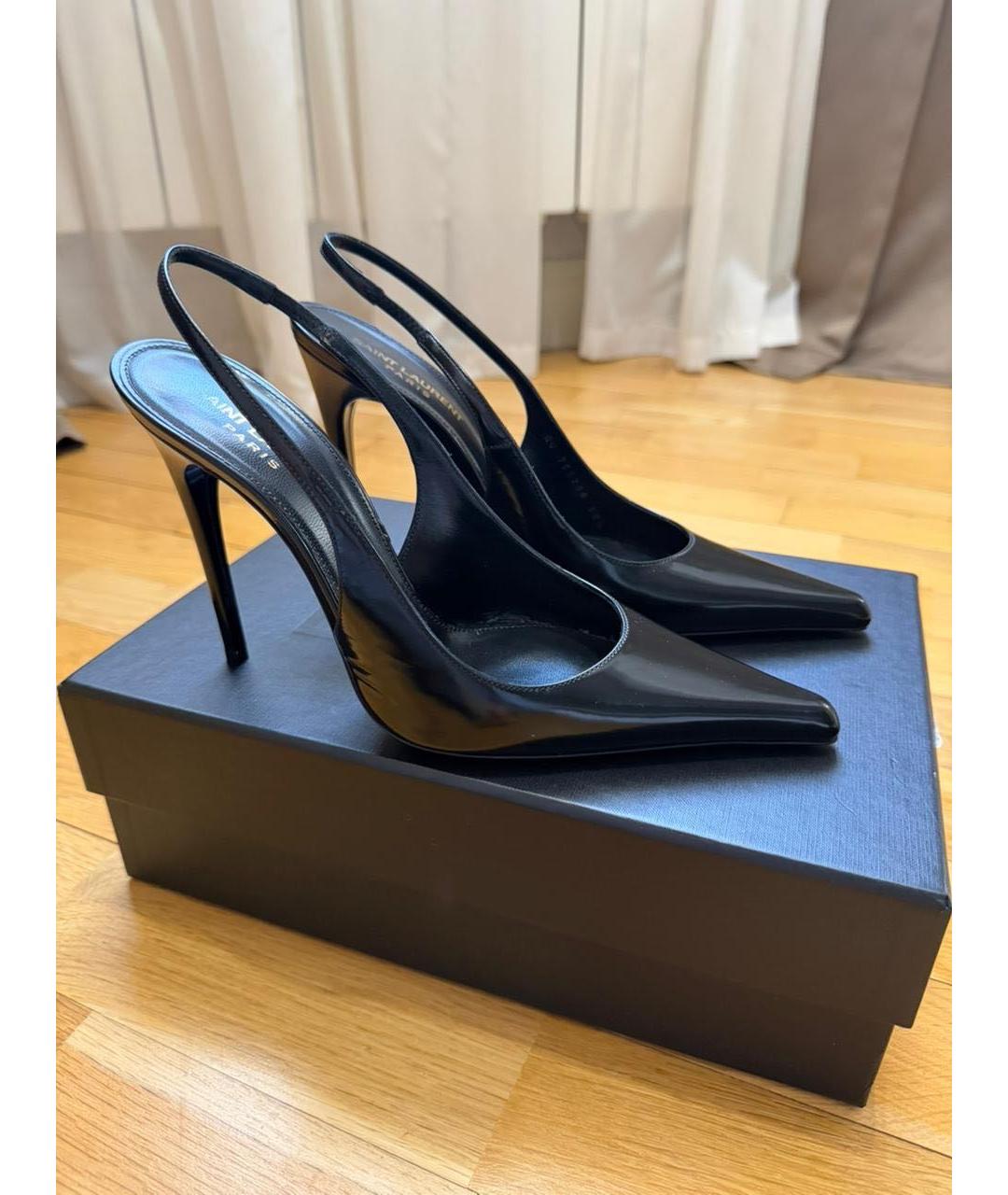 SAINT LAURENT Черные кожаные туфли, фото 9