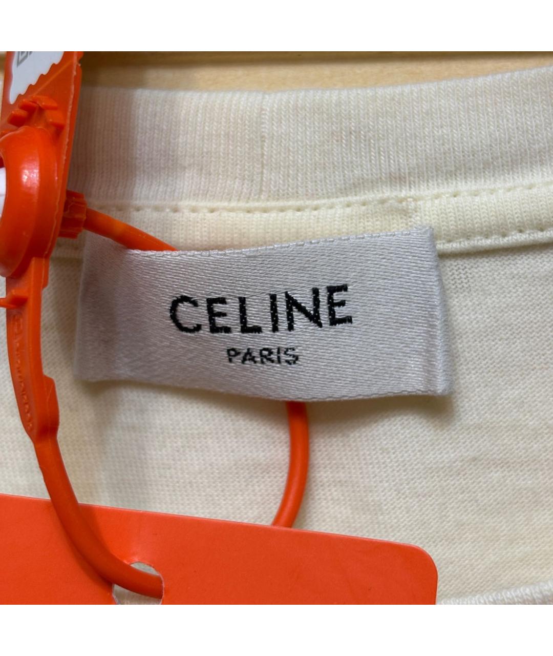 CELINE Бежевая хлопковая футболка, фото 4