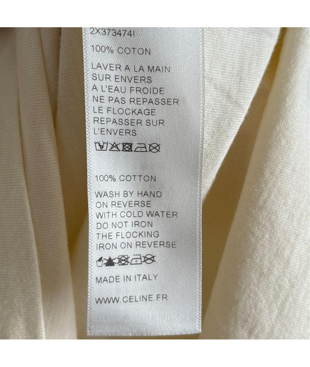 CELINE Бежевая хлопковая футболка, фото 7