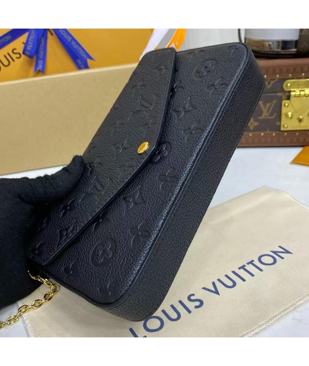 LOUIS VUITTON Черная кожаная сумка с короткими ручками, фото 3