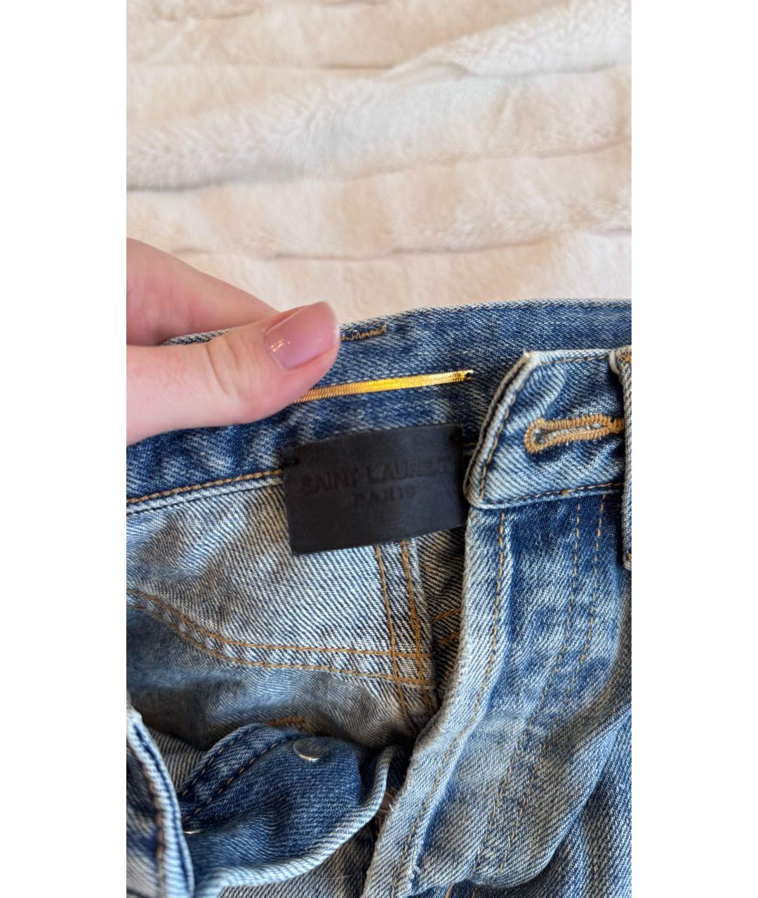 SAINT LAURENT Темно-синие хлопковые джинсы слим, фото 3