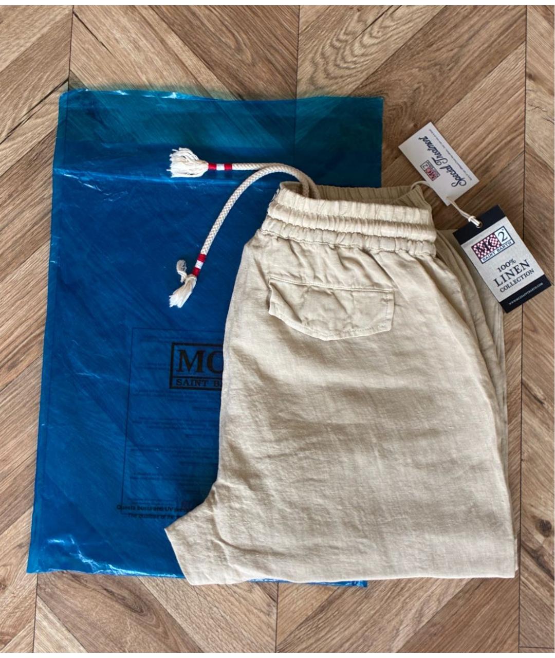 MC2 SAINT BARTH Бежевые льняные повседневные брюки, фото 2