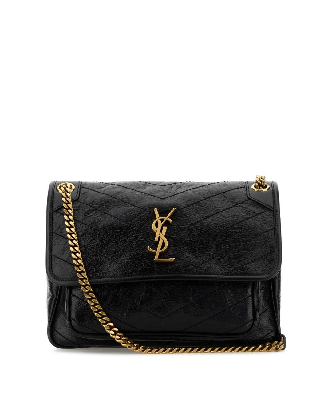 SAINT LAURENT Черная кожаная сумка через плечо, фото 1