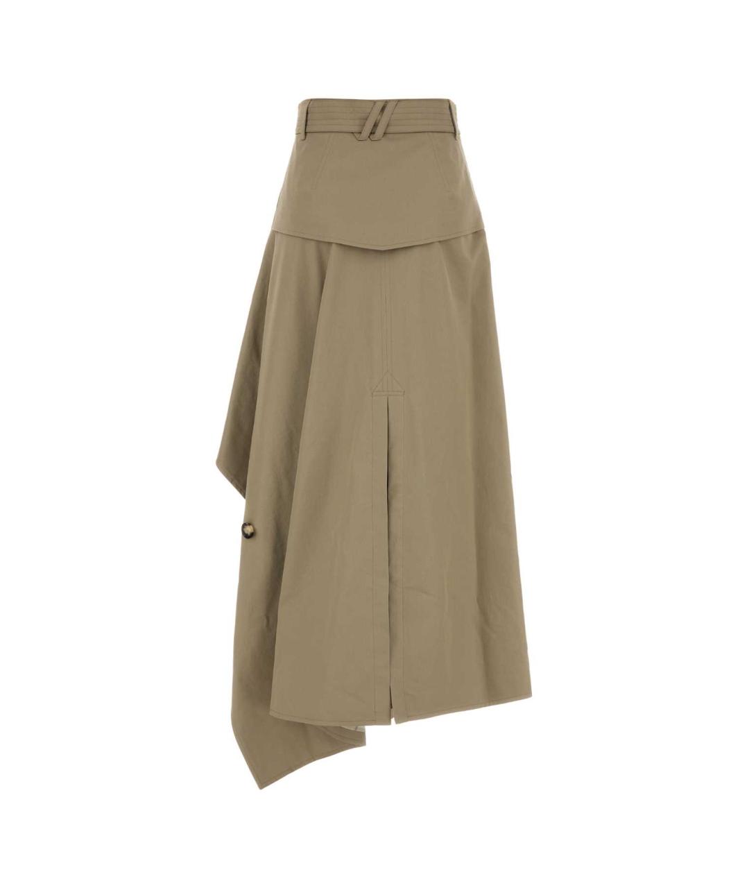 BURBERRY Бежевая хлопковая юбка миди, фото 2