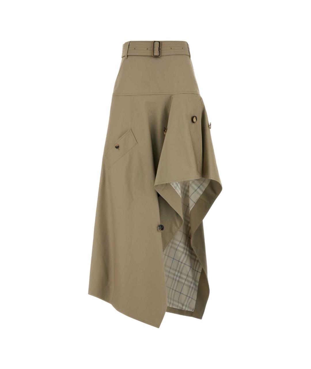BURBERRY Бежевая хлопковая юбка миди, фото 1