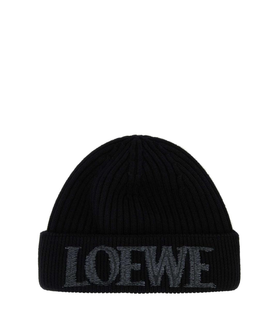 LOEWE Черная шерстяная шапка, фото 1