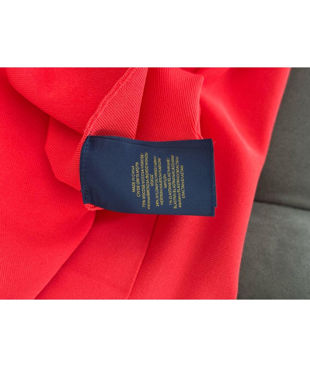POLO RALPH LAUREN Красное вискозное повседневное платье, фото 6