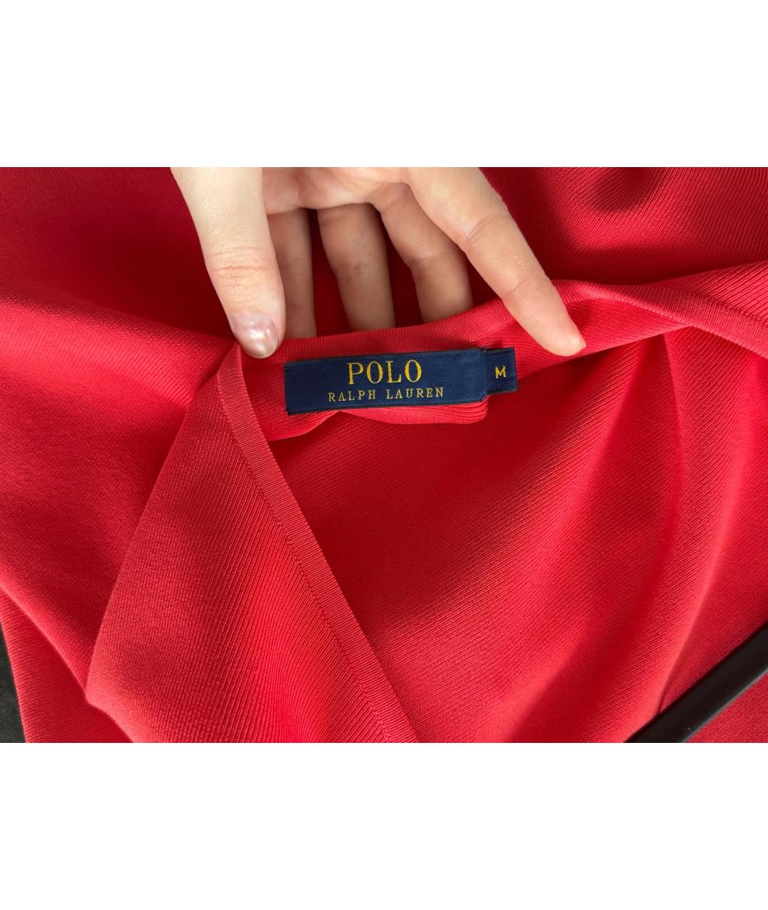 POLO RALPH LAUREN Красное вискозное повседневное платье, фото 3