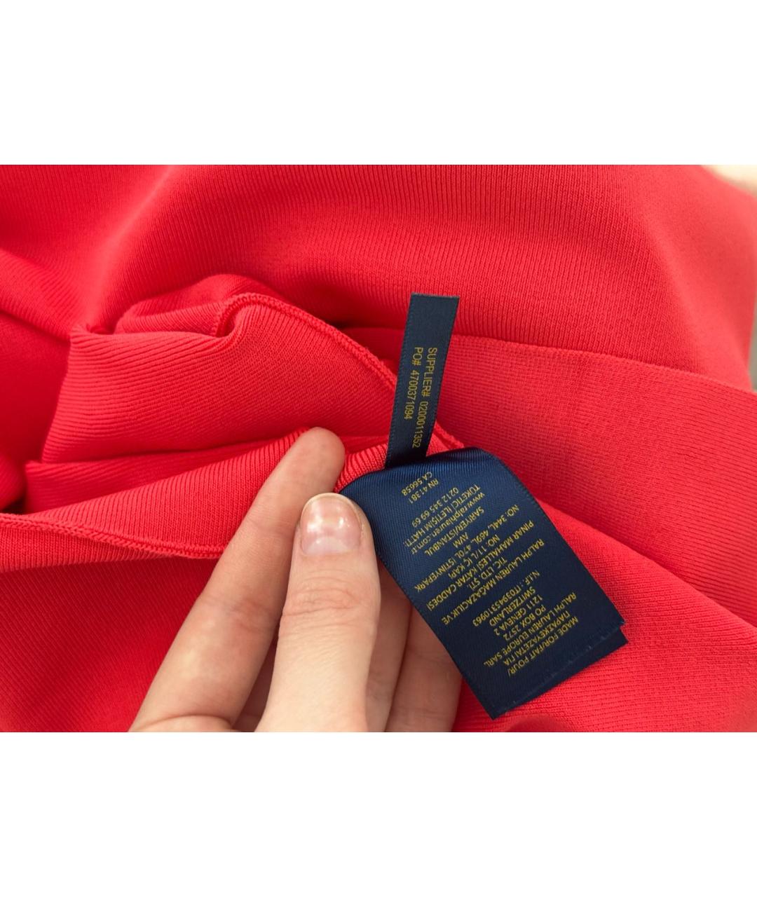 POLO RALPH LAUREN Красное вискозное повседневное платье, фото 5