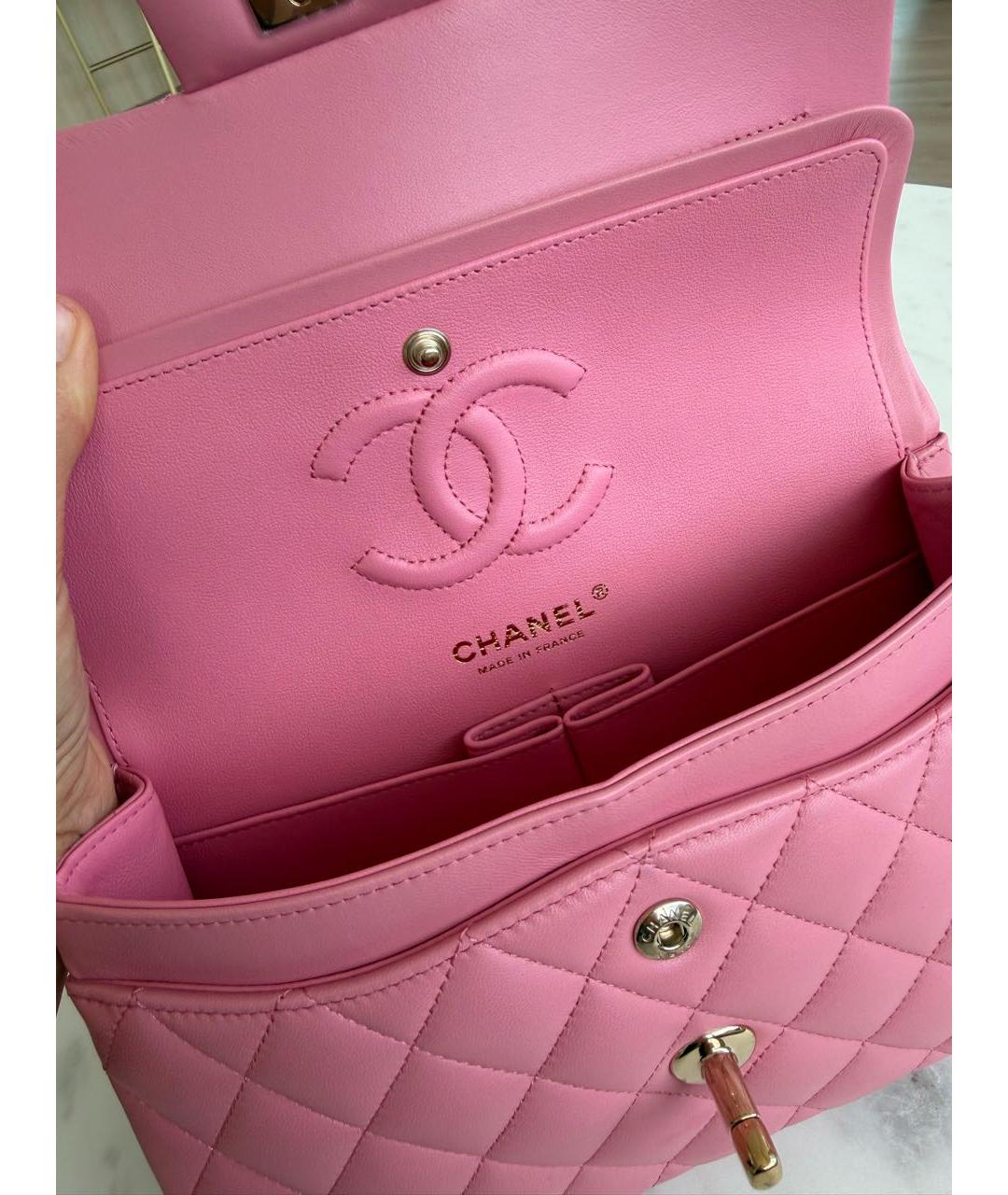 CHANEL Розовая кожаная сумка через плечо, фото 4