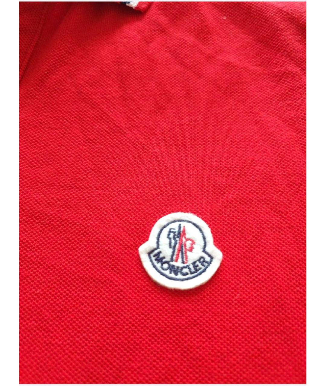 MONCLER Красное хлопковое поло с коротким рукавом, фото 4