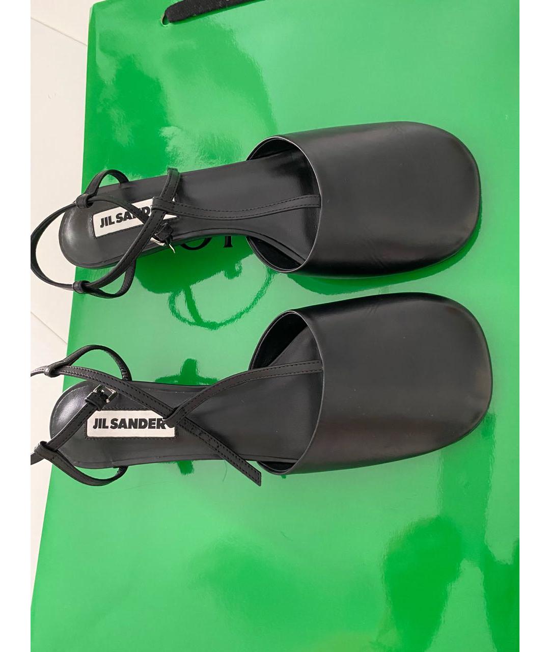 JIL SANDER Черные кожаные босоножки, фото 8