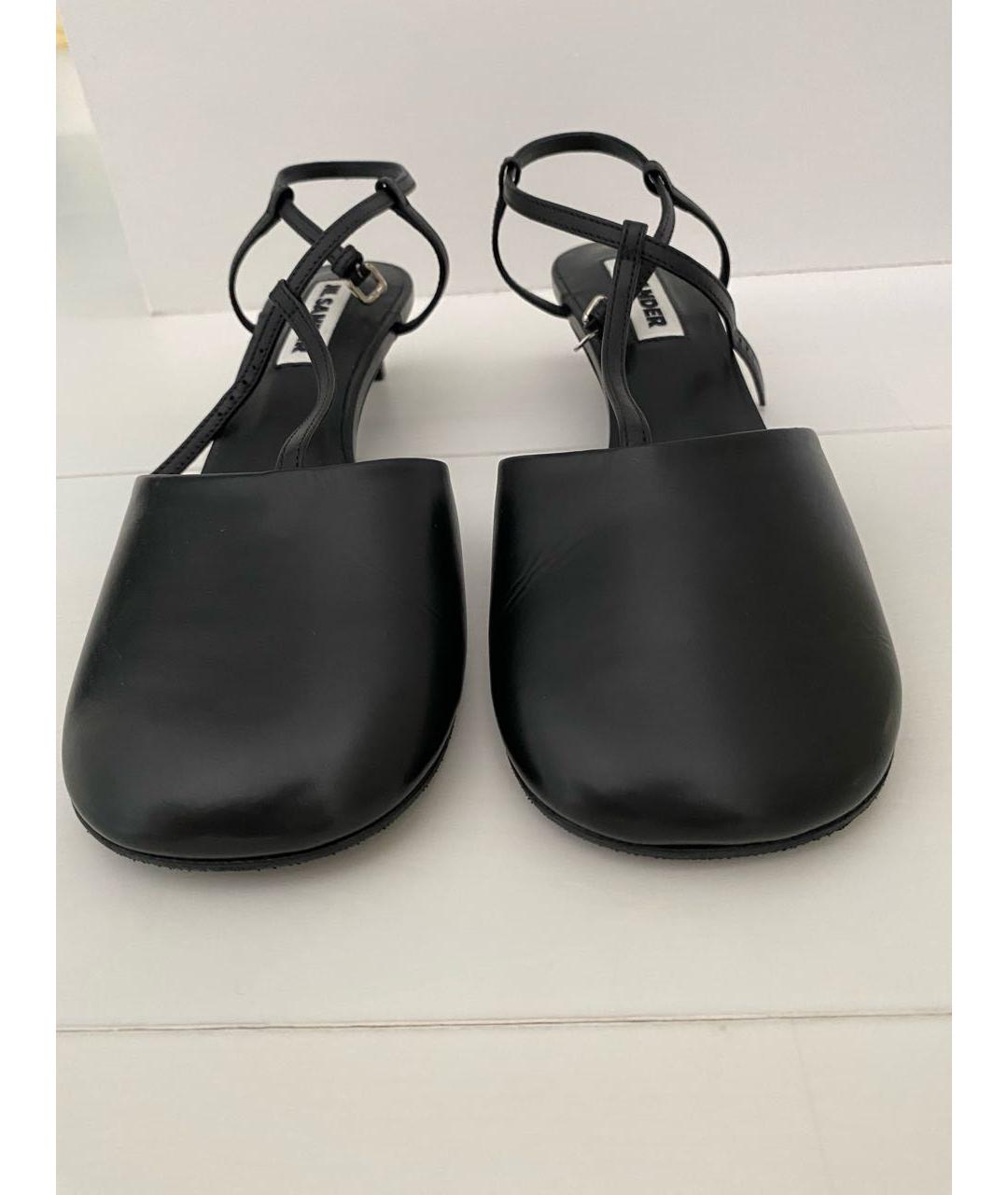 JIL SANDER Черные кожаные босоножки, фото 2