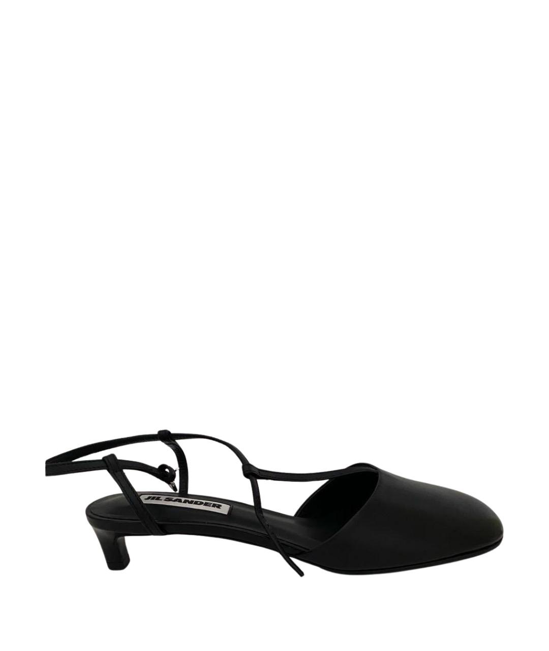 JIL SANDER Черные кожаные босоножки, фото 1