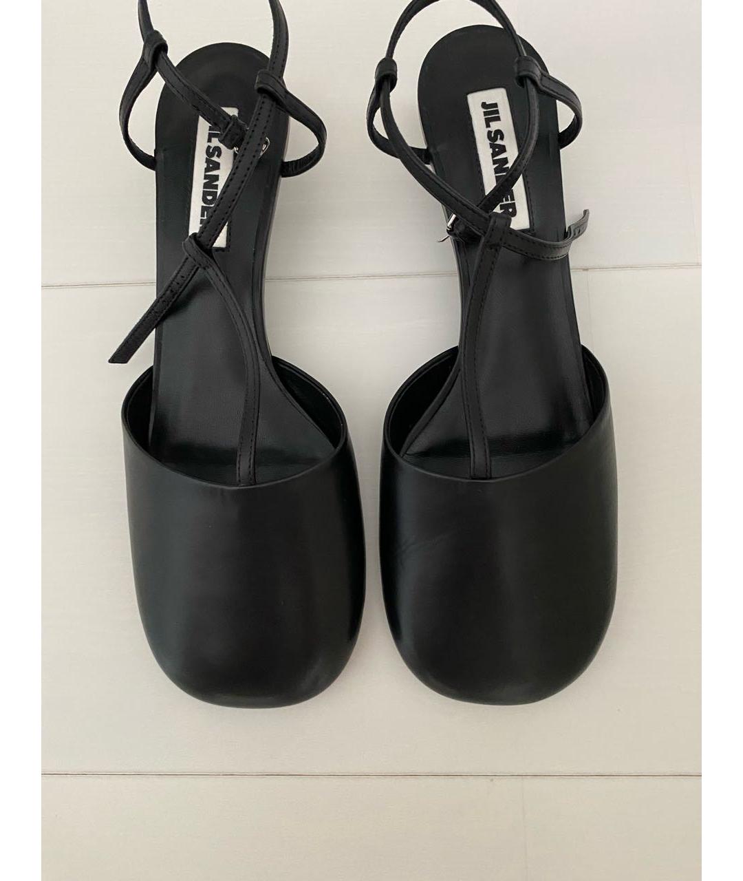 JIL SANDER Черные кожаные босоножки, фото 6