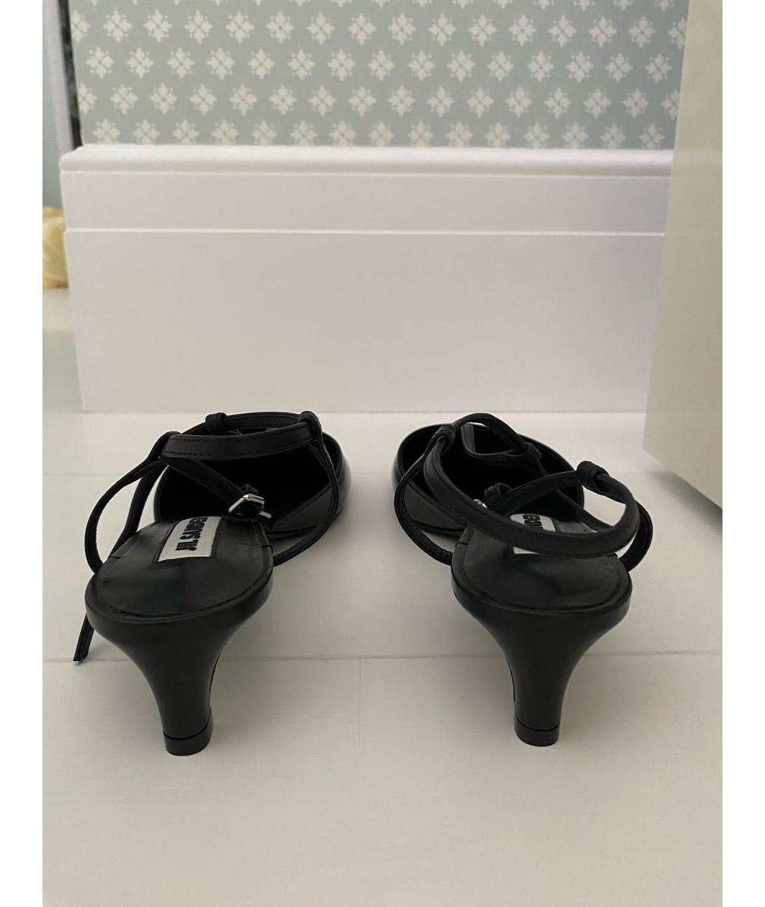 JIL SANDER Черные кожаные босоножки, фото 4