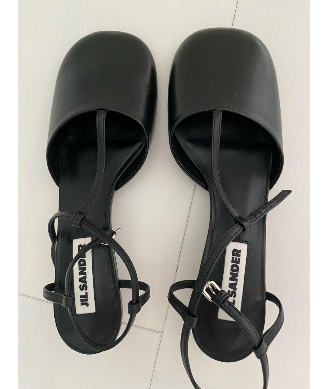 JIL SANDER Черные кожаные босоножки, фото 3