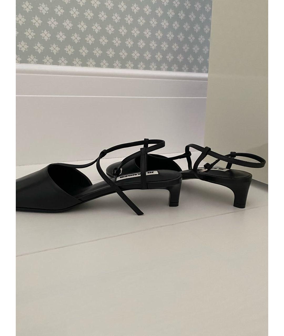 JIL SANDER Черные кожаные босоножки, фото 5