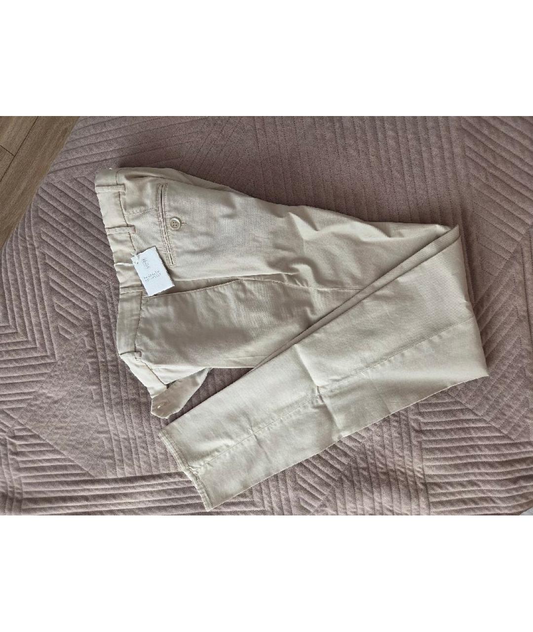 BRUNELLO CUCINELLI Бежевые хлопковые повседневные брюки, фото 5