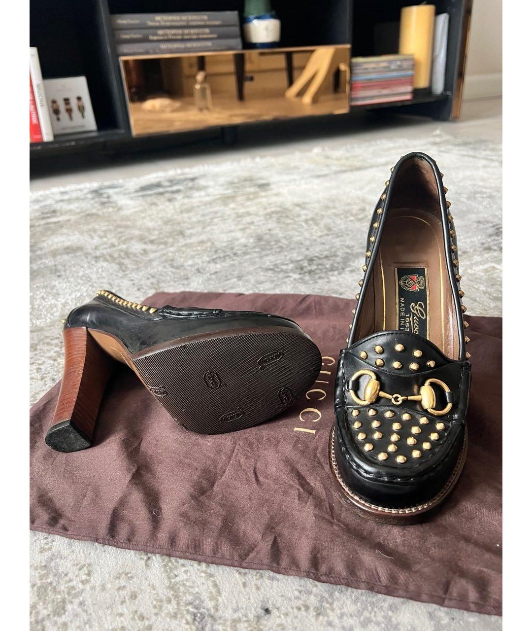 GUCCI Черные кожаные туфли, фото 4