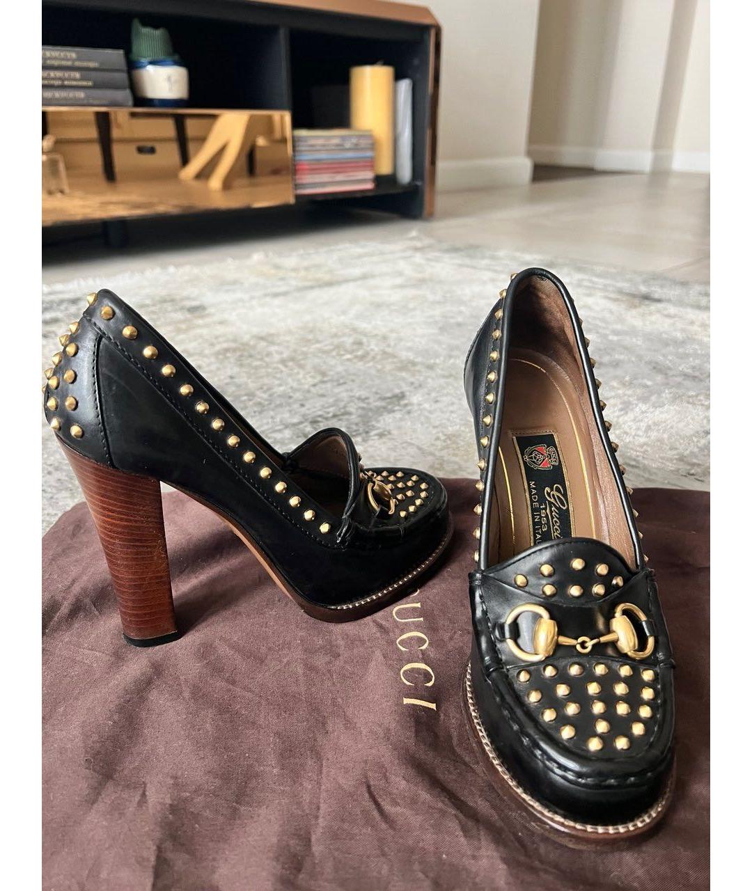 GUCCI Черные кожаные туфли, фото 6