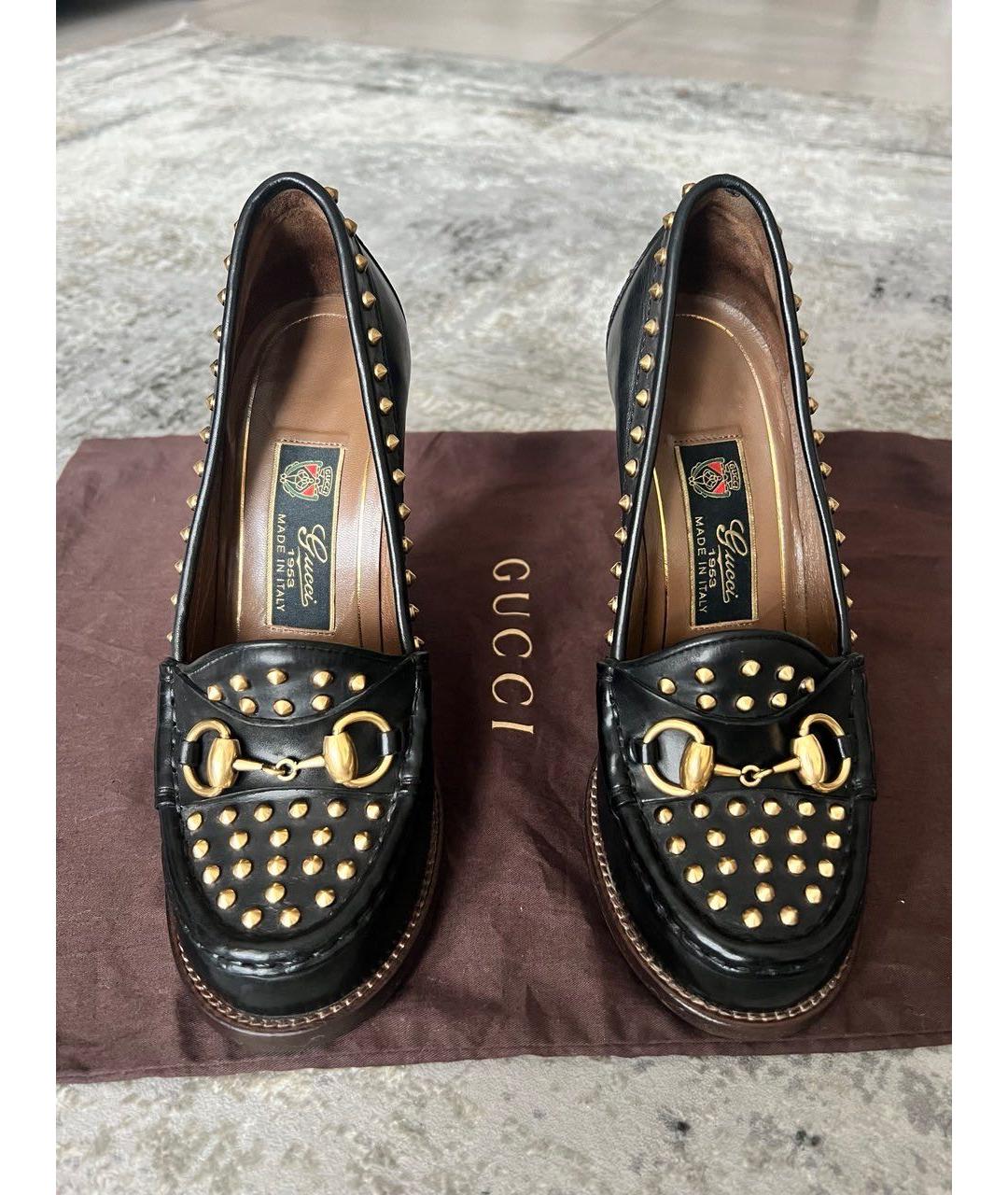 GUCCI Черные кожаные туфли, фото 2
