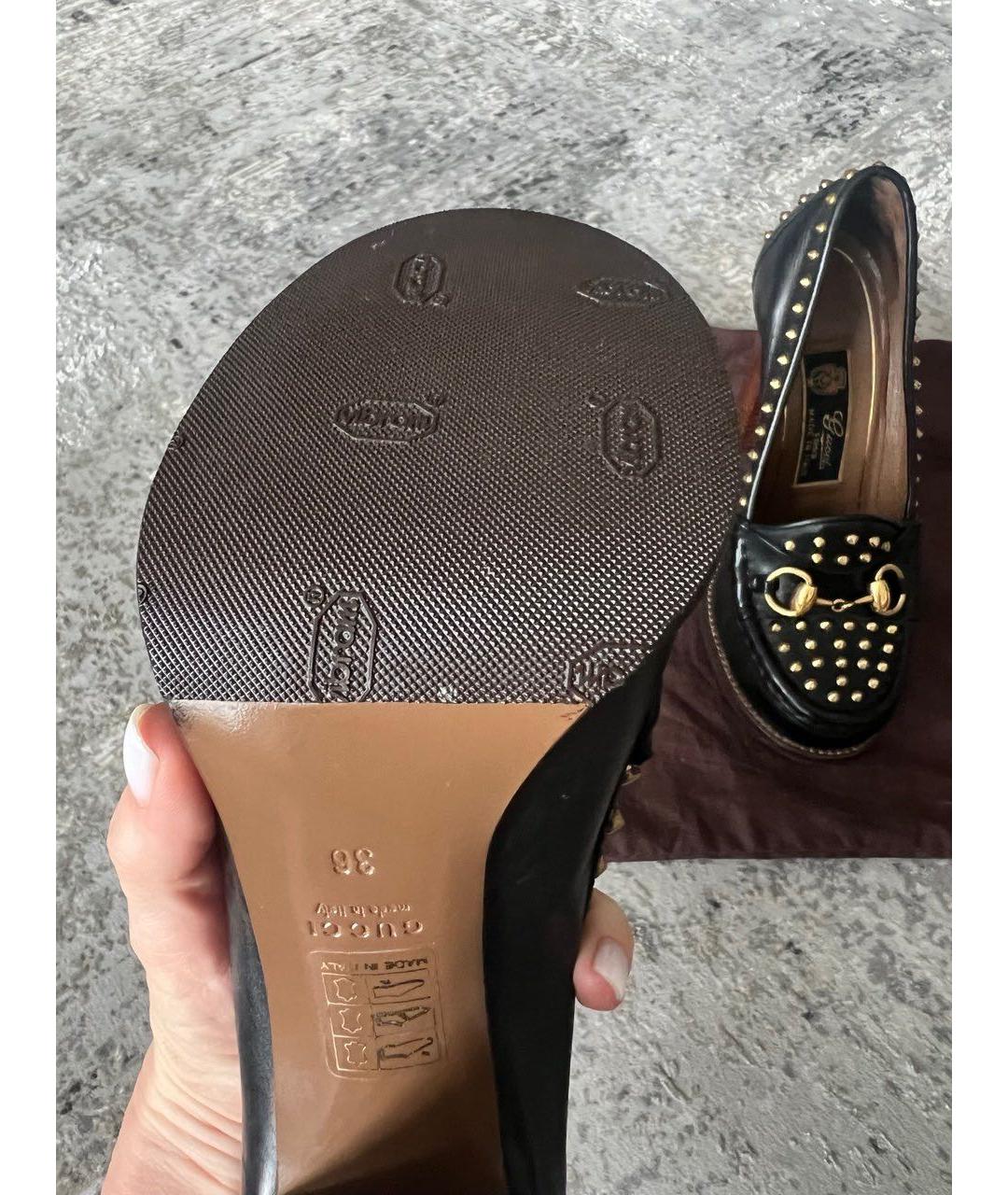 GUCCI Черные кожаные туфли, фото 5