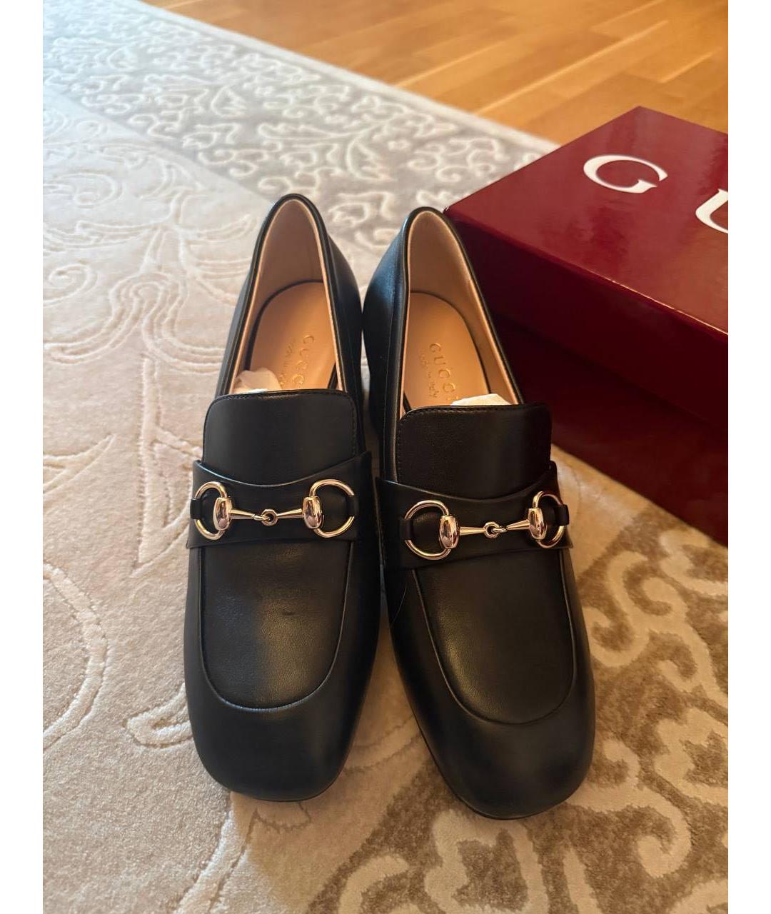 GUCCI Черные кожаные туфли, фото 3