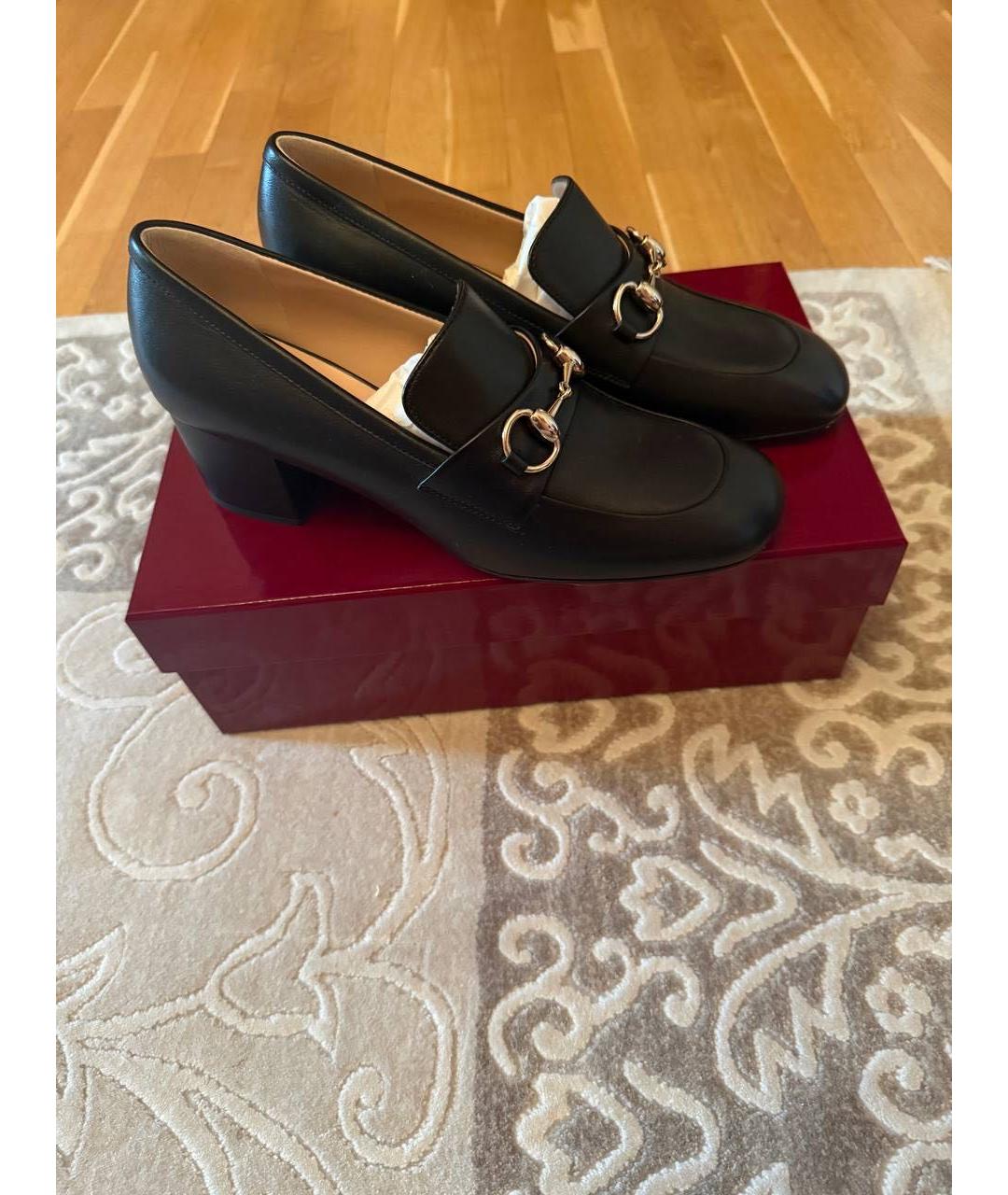 GUCCI Черные кожаные туфли, фото 2