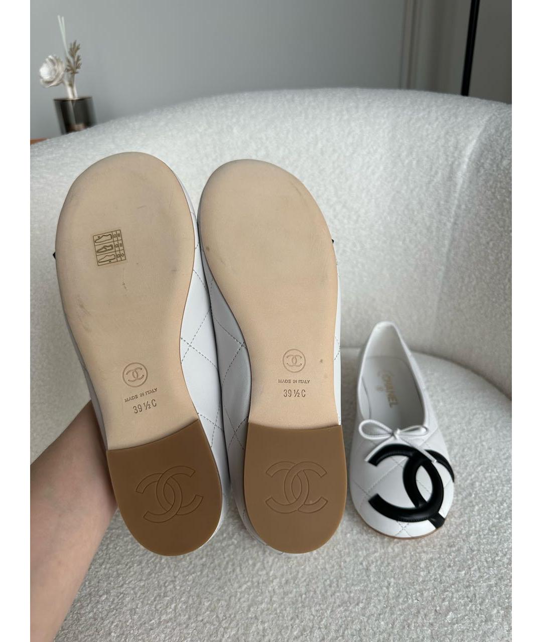 CHANEL Белые кожаные балетки, фото 6