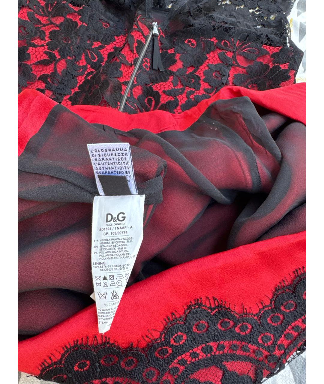 DOLCE&GABBANA Красное шелковое коктейльное платье, фото 5