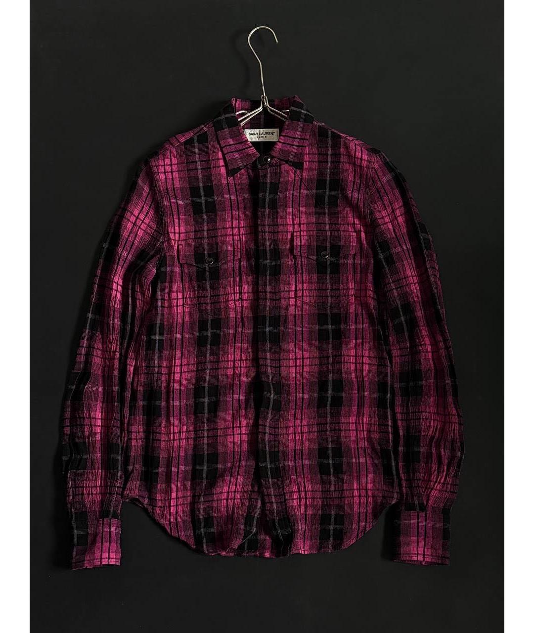 SAINT LAURENT Розовая хлопковая кэжуал рубашка, фото 5