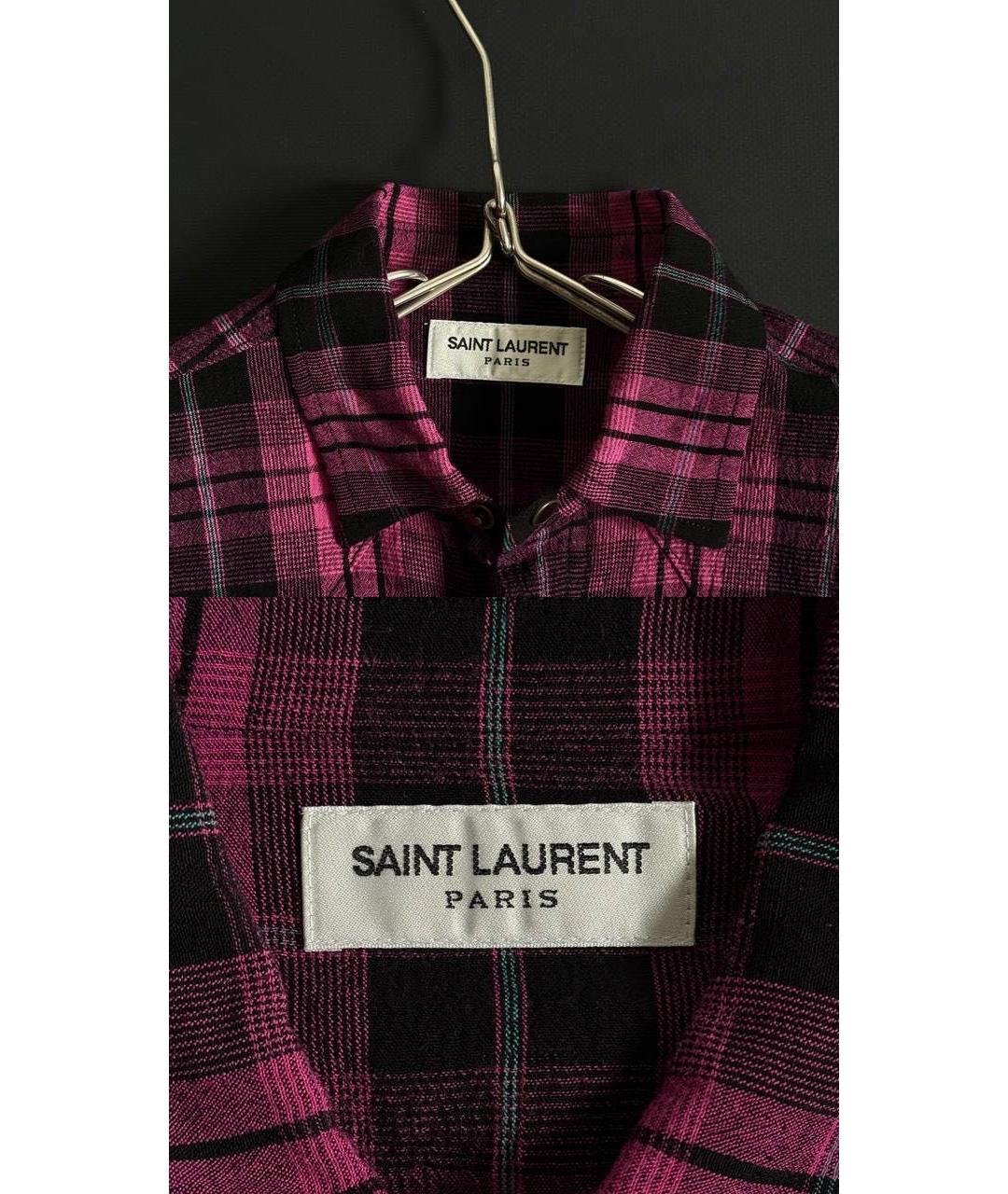SAINT LAURENT Розовая хлопковая кэжуал рубашка, фото 3