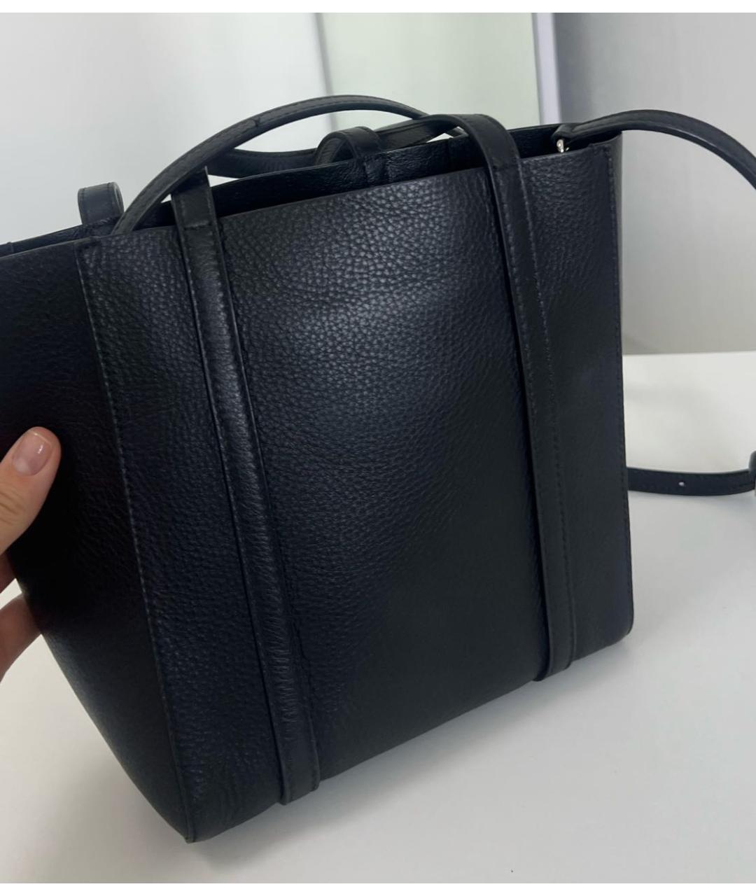 BALENCIAGA Черная кожаная сумка тоут, фото 3