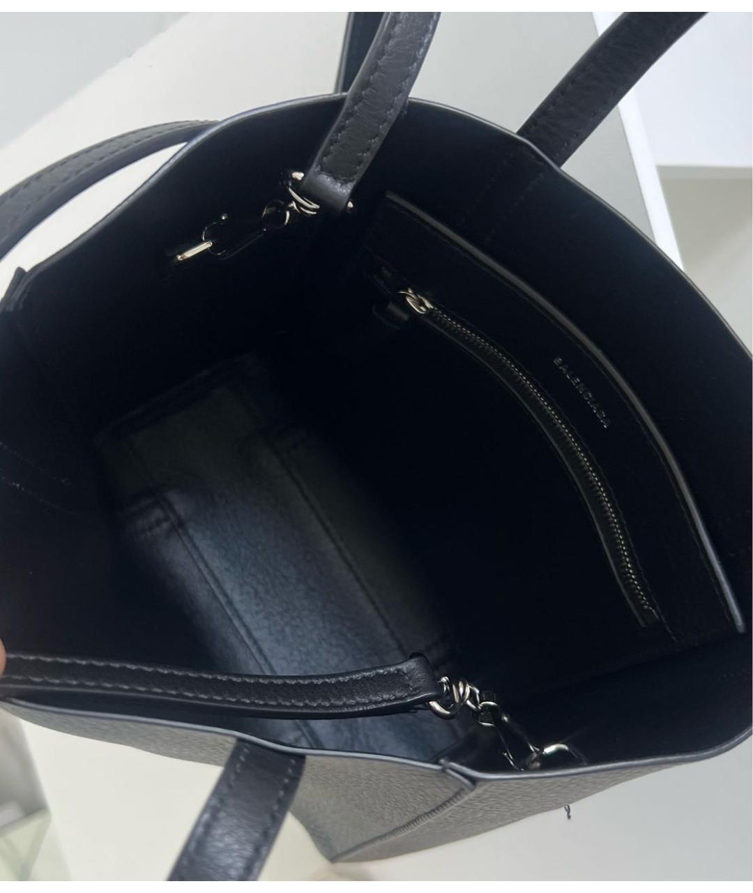 BALENCIAGA Черная кожаная сумка тоут, фото 4
