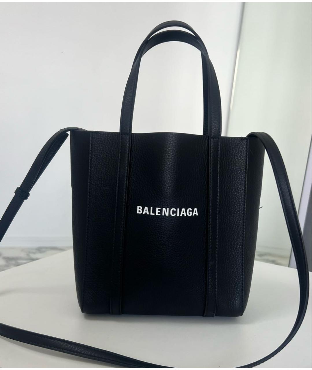 BALENCIAGA Черная кожаная сумка тоут, фото 5