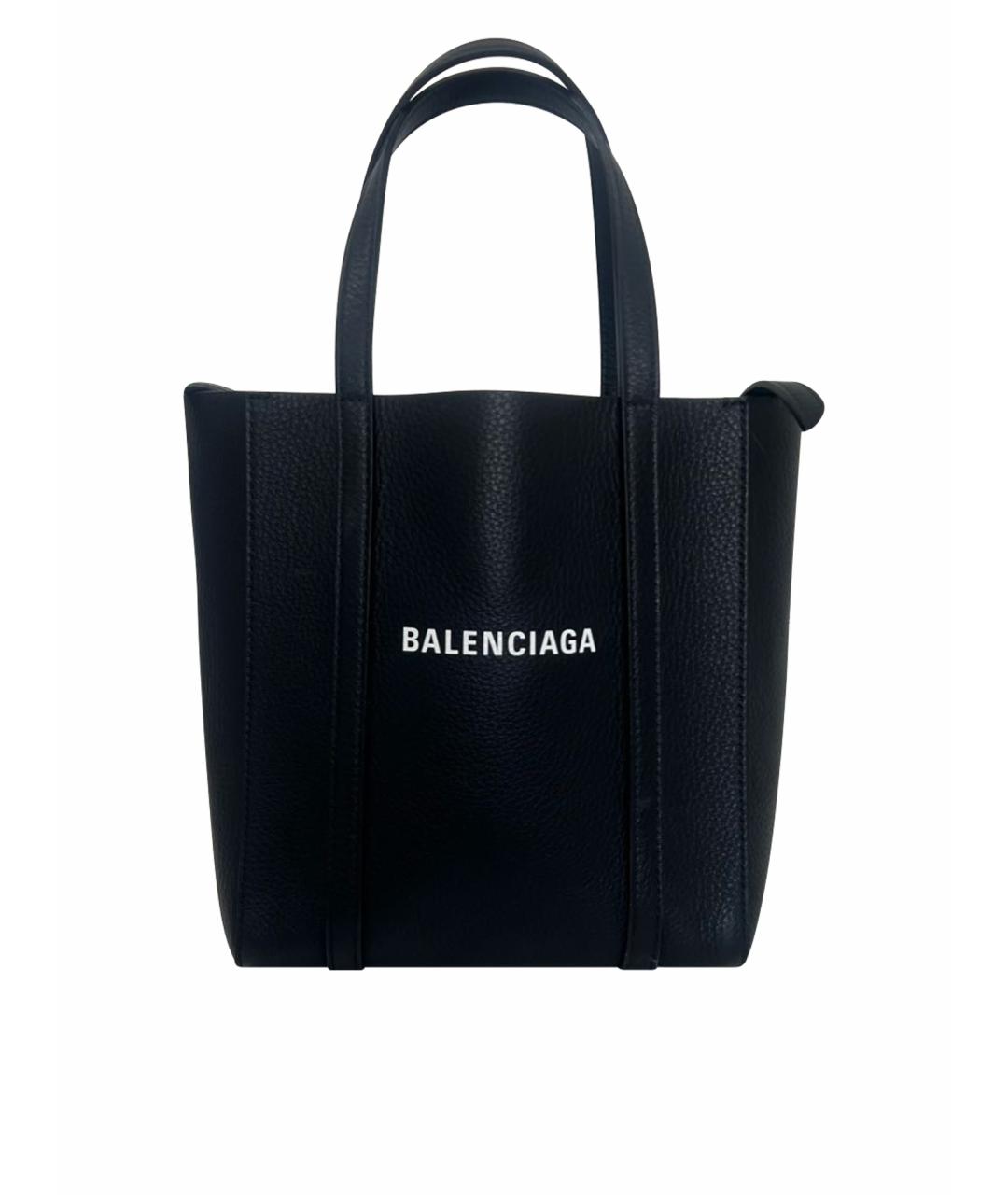 BALENCIAGA Черная кожаная сумка тоут, фото 1