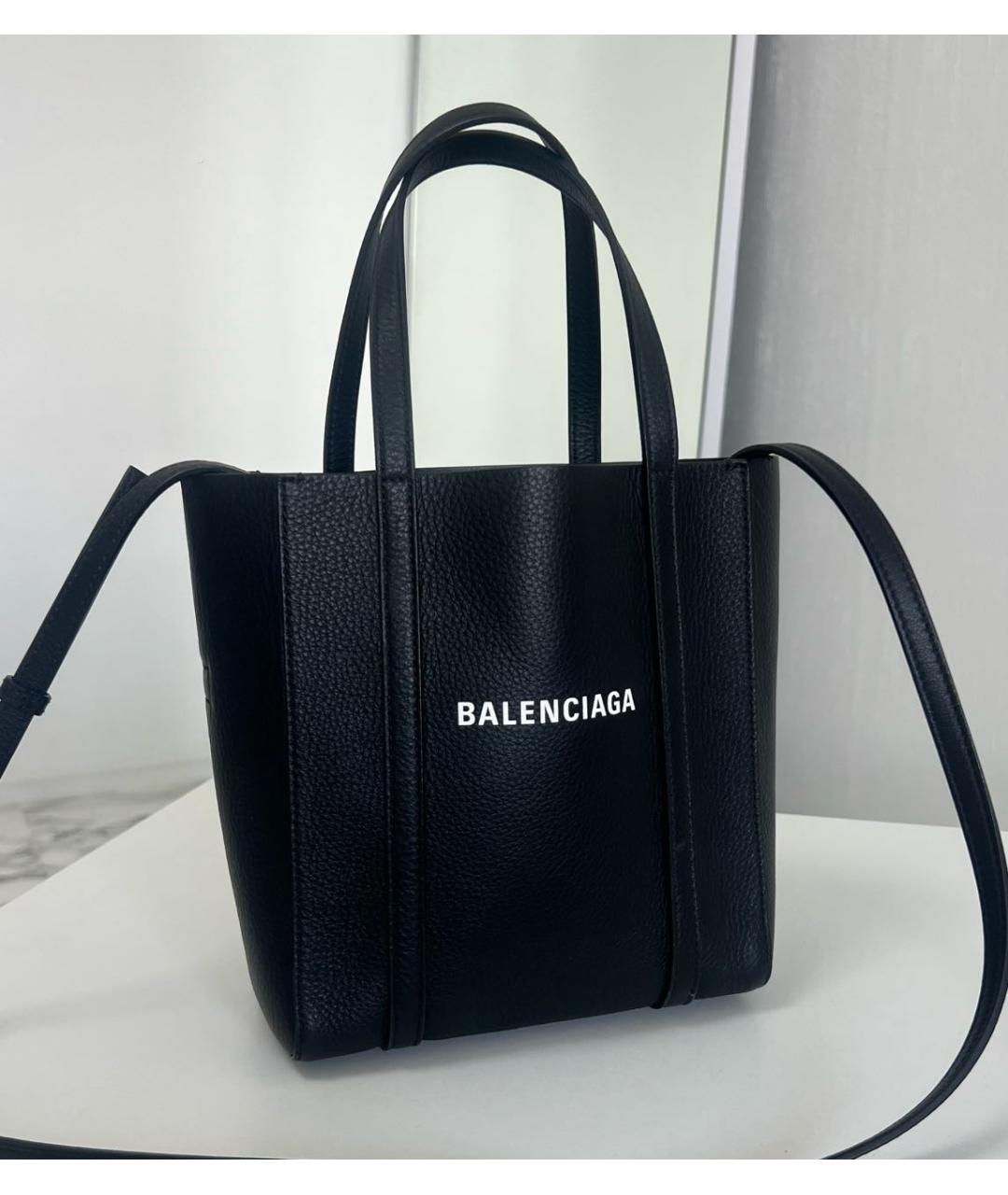 BALENCIAGA Черная кожаная сумка тоут, фото 2