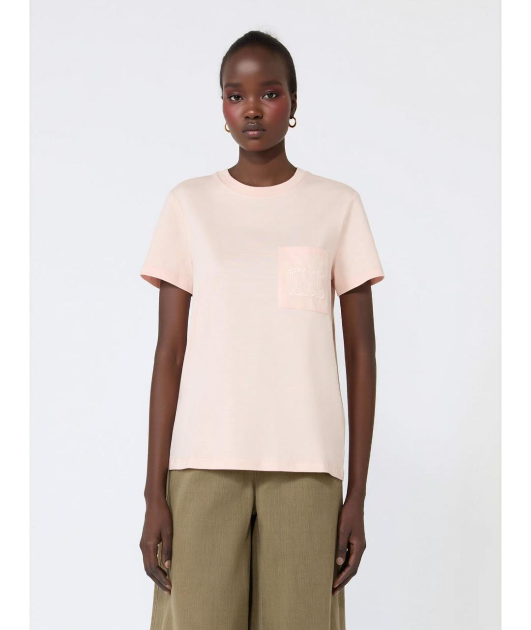 MAX MARA Розовая хлопковая футболка, фото 3