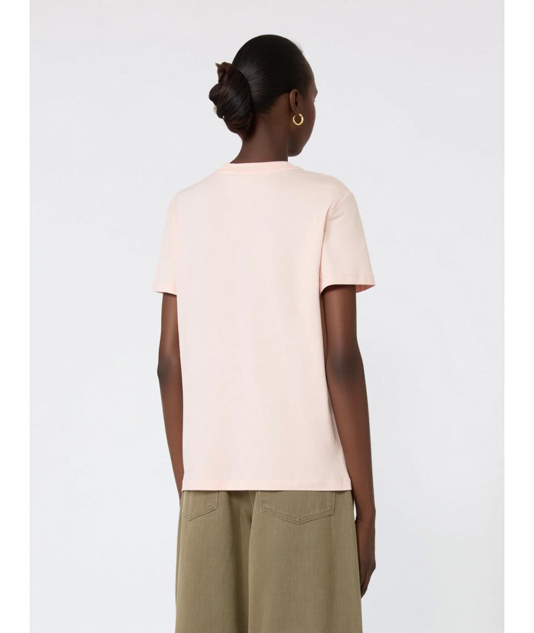 MAX MARA Розовая хлопковая футболка, фото 4