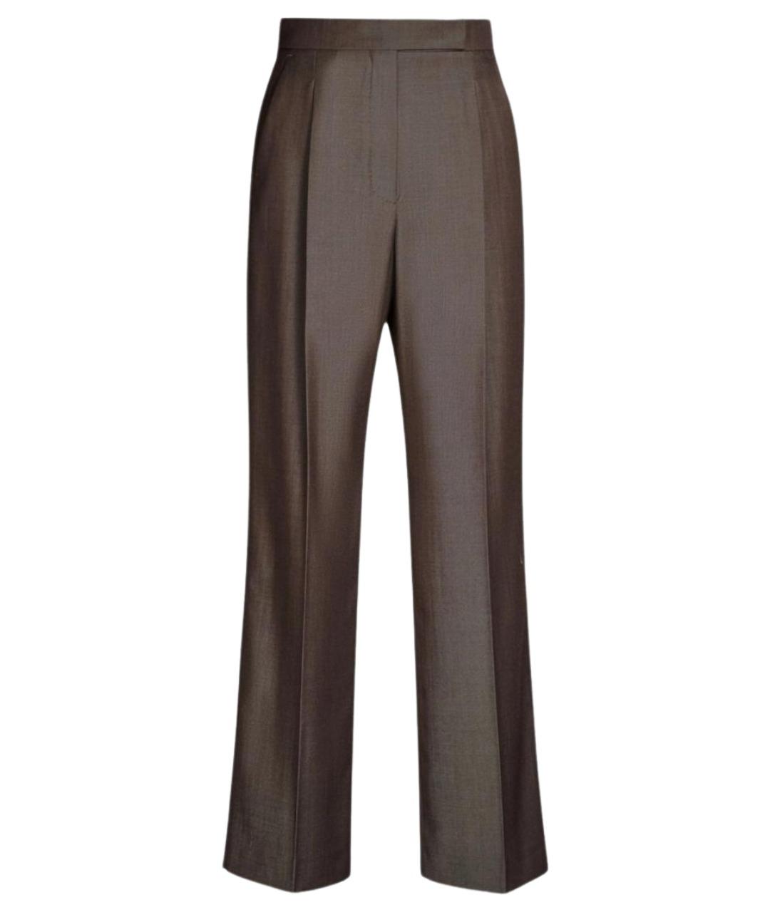 MAX MARA Коричневые шерстяные прямые брюки, фото 1