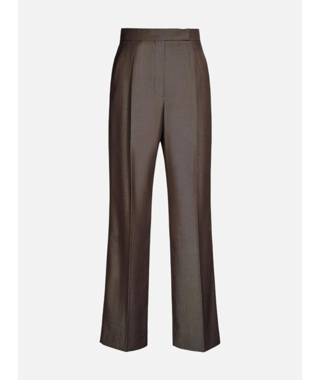 MAX MARA Коричневые шерстяные прямые брюки, фото 4