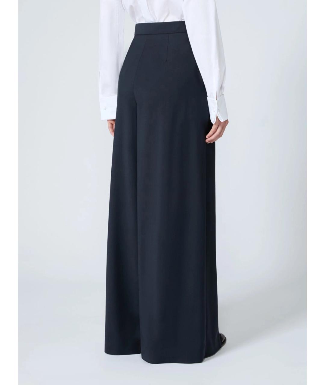 MAX MARA Темно-синие шерстяные брюки широкие, фото 4