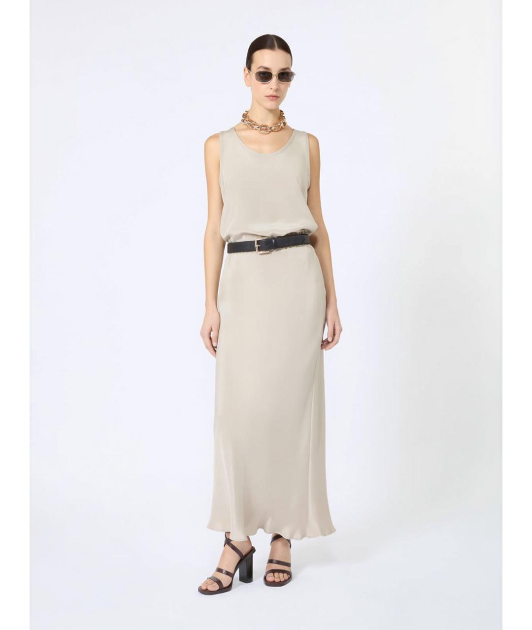MAX MARA Бежевая шелковая майка, фото 2