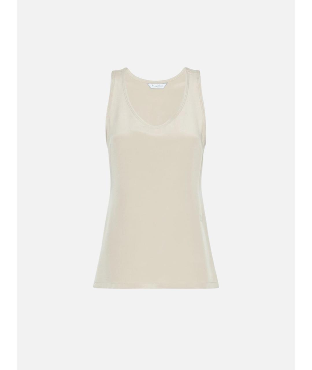 MAX MARA Бежевая шелковая майка, фото 6