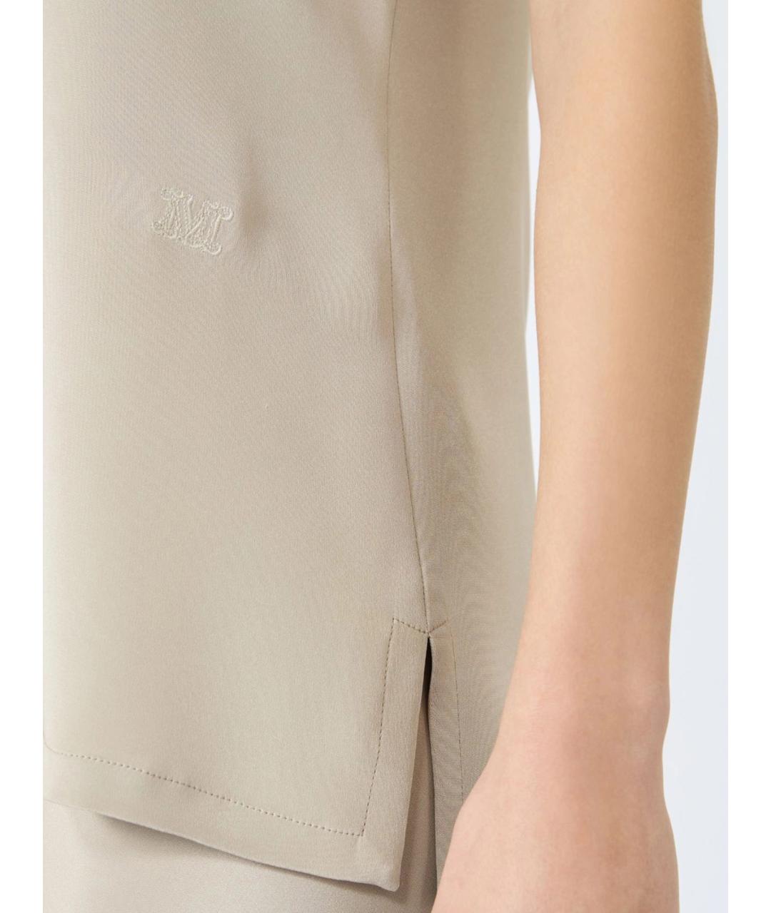 MAX MARA Бежевая шелковая майка, фото 5